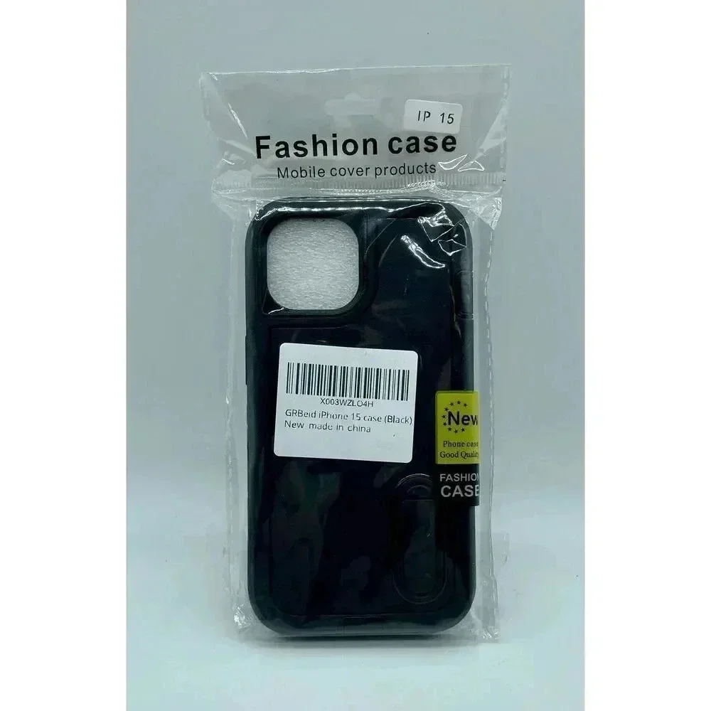 Rugged Kickstand Case for iPhone‎ 15 6.1” Heavy Duty Shockproof Drop-Proof Black